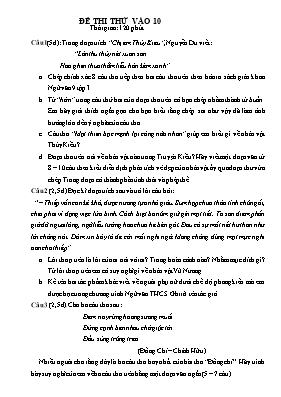 20 Đề thi thử vào lớp 10 môn Ngữ văn - Năm học 2015-2016